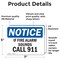 Signmission If Fire Alarm Sounds Call 911 OSHA Notice Sign, Vinyl Decal, 7in W x 5in L, 2PK OS-2PACK-NS-D-57-L-13601 - alternate 4